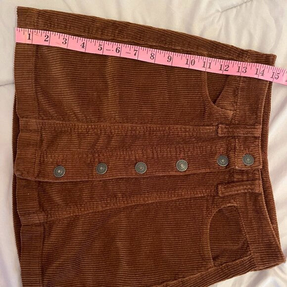 American Eagle Corduroy Button-Up Skirt Size 000 Regular Super Hi-Rise A-Line - Picture 10 of 11